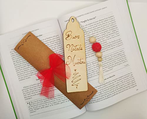 Marcador de livro de madeira para professores de presente de natal com gravura ...