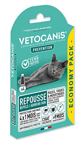 VETOCANIS Anti-pulgas e anti-carrapatos para gatos com 4 ...