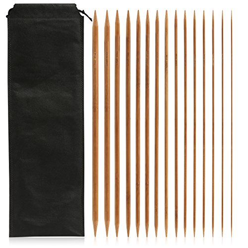 LIHAO 75pcs agulhas de tricô kit de bambu de ponta dupla ...