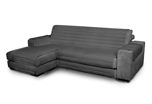 Capa de sofá elegante com península, cinza fumê, 190 cm, ...