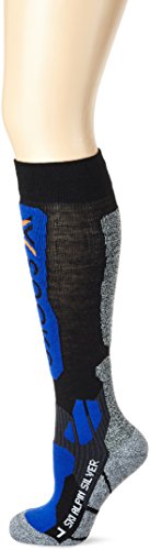 X-Socks Ski Alpin Silver, Masculino, Preto / Azul Cobalto, 45/47